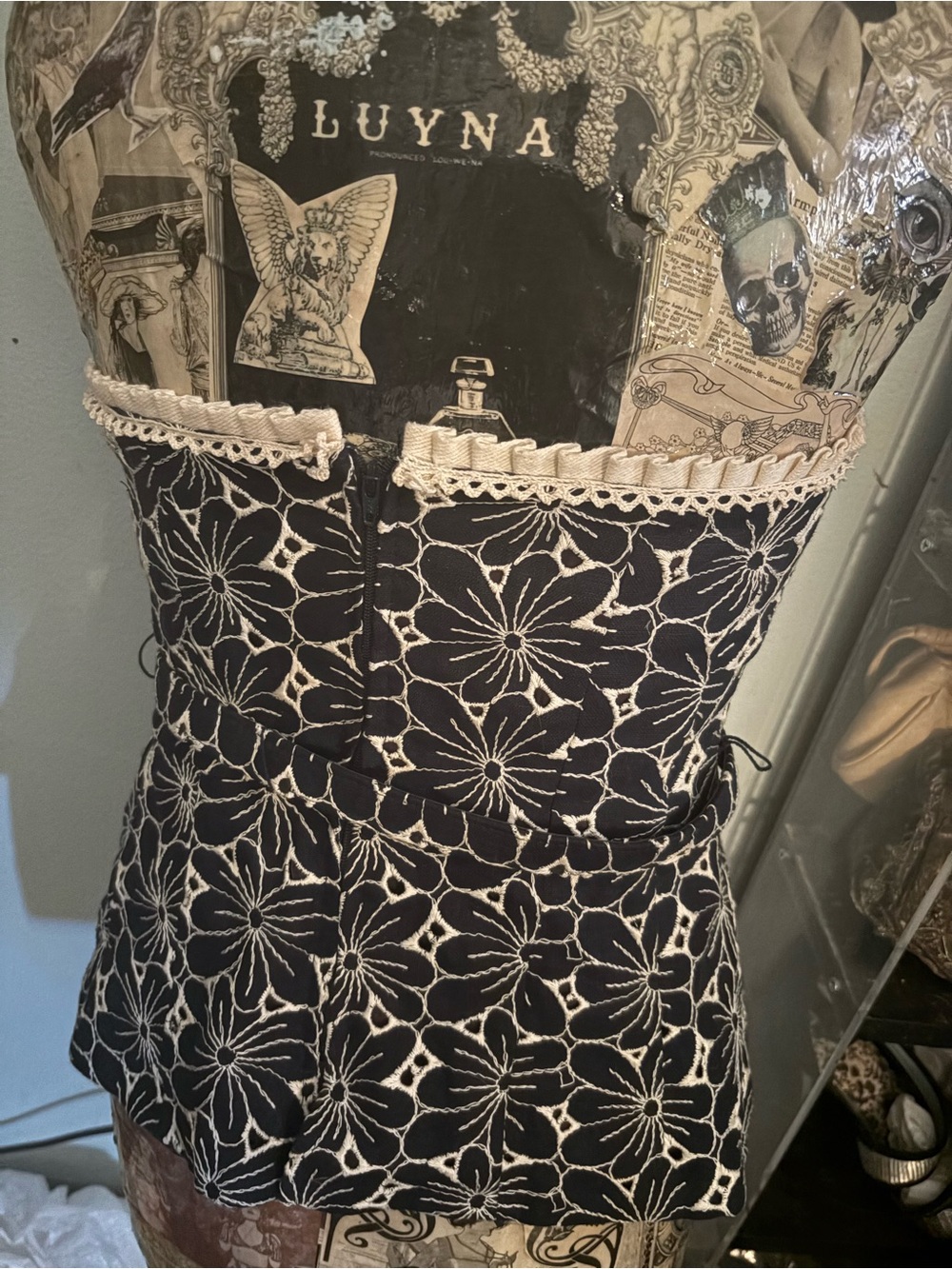 Strapless navy bustier style top silk liked Nanette Lepore NWOT Anthropologie - Picture 2 of 6